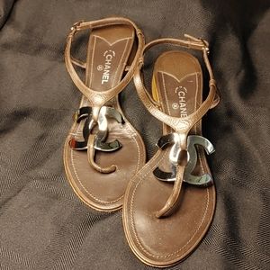 Chanel T strap sandles size 381/2